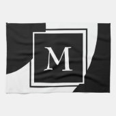 Zwart-wit buitengewoon monogram theedoek (Horizontaal)