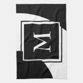 Zwart-wit buitengewoon monogram theedoek (Verticaal)