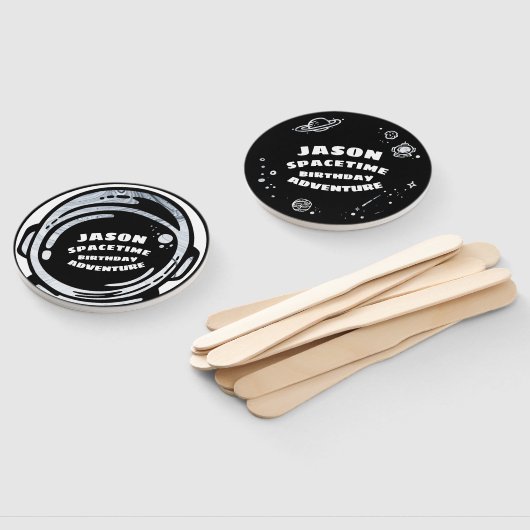 Zwart Wit Buitenruimte Astronaut Hand Fan Handwaaier (Niet-gemonteerd)