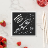 Zwart Wit Buitenruimte Astronaut Verjaardags Serve Servet (Insitu)