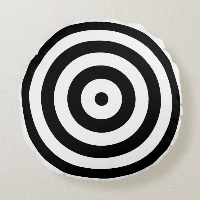 Zwart-wit Bulls Eye-doelwit Rond Kussen (Voorkant)