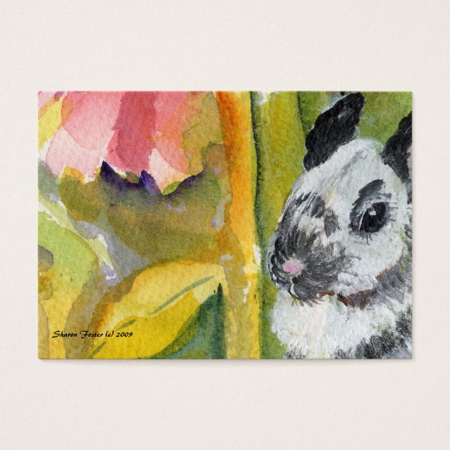 Zwart & Wit Bunny ACEO ATC Art Kaart (Voorkant)