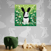 Zwart-wit Bunny Glanzend Poster