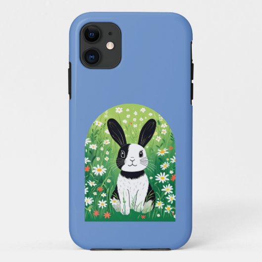 Zwart-wit Bunny iPhone / iPad hoesje (Achterkant)