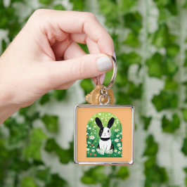 Zwart-wit Bunny Sleutelhanger