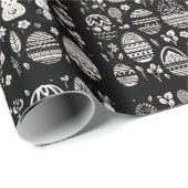 Zwart & Wit Bunny Trail Patroon Cadeaupapier (Rol Hoek)