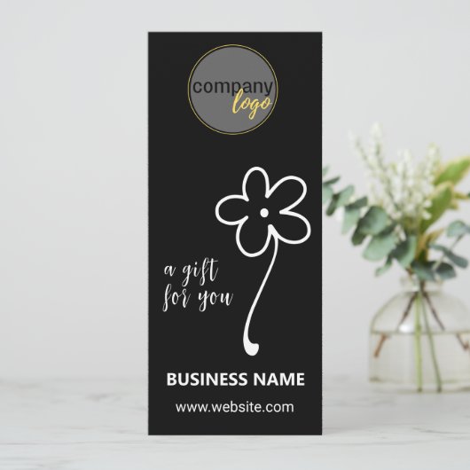 ZWART WIT BUSINESS LOGO FLOWER CADEAUBON (Staand voorkant)