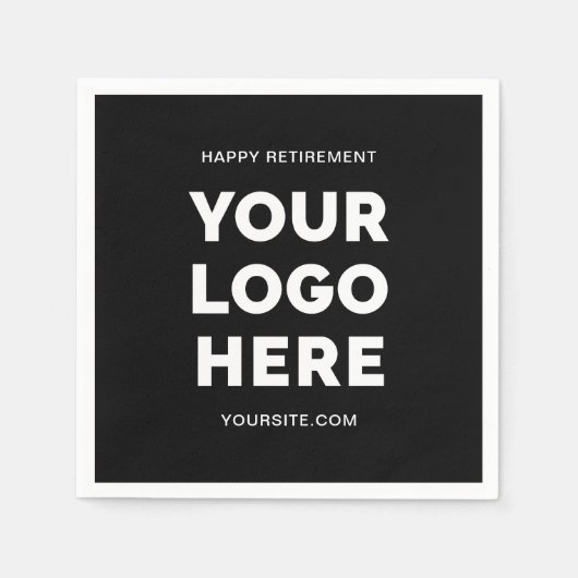 Zwart-wit Business Logo Happy Retirement Servet (Voorkant)