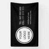 Zwart & Wit Business Logo Promotie Contact Spandoek (Verticaal)