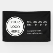 Zwart & Wit Business Logo Promotie Contact Spandoek (Horizontaal)