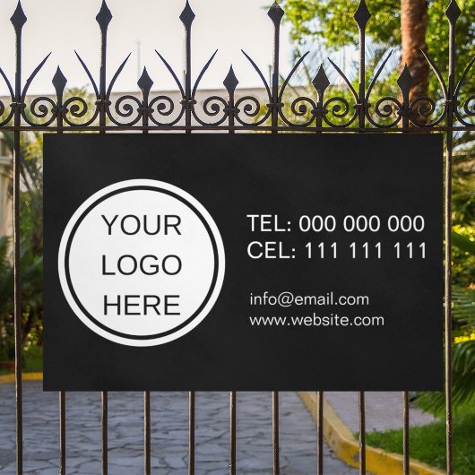 Zwart & Wit Business Logo Promotie Contact Spandoek