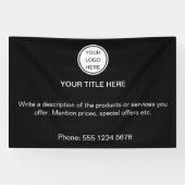 Zwart-wit Business Logo Promotionele Tekst Spandoek (Horizontaal)