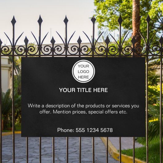 Zwart-wit Business Logo Promotionele Tekst Spandoek