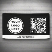 Zwart-wit Business Logo & QR-code Promotie Spandoek