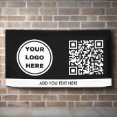 Zwart-wit Business Logo & QR-code Promotie Spandoek