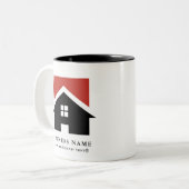 Zwart Wit Business logo + QR-code Promotie Tweekleurige Koffiemok (Voorkant links)