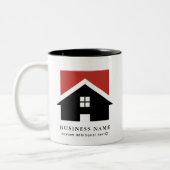 Zwart Wit Business logo + QR-code Promotie Tweekleurige Koffiemok (Links)