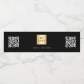 Zwart wit business logo QR code Waterfles Etiket (Enkel label)