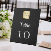 Zwart wit business logo tafel nummer reclamebord met voetstuk