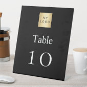 Zwart wit business logo tafel nummer reclamebord met voetstuk (Insitu)