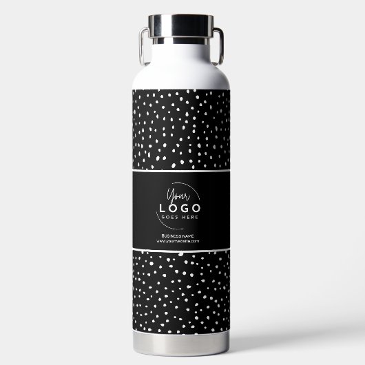 Zwart-wit Business Logo Waterfles (Voorkant)
