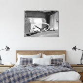 zwart-wit busstuurwiel canvas afdruk (Insitu (Slaapkamer))