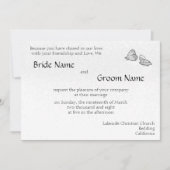 Zwart-wit Butterflies Wedding Invitation Team Kaart (Voorkant)