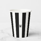 Zwart-wit Cabana Streep Minimale Monogram Papieren Bekers (Links)