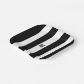 Zwart-wit Cabana Streep Minimale Monogram Papieren Bordje (Gebogen)