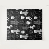 Zwart & Wit Cactus Doodle Patroon Wandkleed (Voorkant (horizontaal))