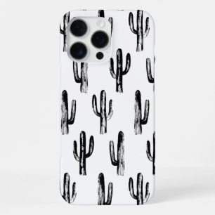 Zwart-wit cactus. Modern botanisch patroon iPhone 16 Pro Max Hoesje
