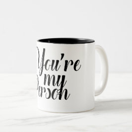 Zwart wit cadeau Koffie Je bent mijn persoon Tweekleurige Koffiemok