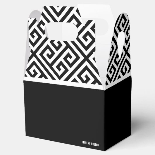 Zwart-wit cadeautje favorietendoos voor vrijgezell bedankdoosjes (Geopend)