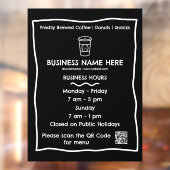Zwart & Wit Cafe QR-code openingsuren Raamsticker (Vel 2)