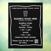 Zwart & Wit Cafe QR-code openingsuren Raamsticker (Vel 3)