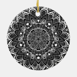 Zwart-wit caleidoscoop keramisch ornament