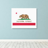 Zwart-wit California Republiek Vlag Canvas Afdruk (Insitu (Houten vloer))