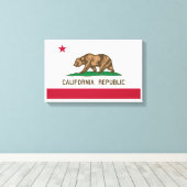 Zwart-wit California Republiek Vlag Canvas Afdruk (Insitu (Houten vloer))