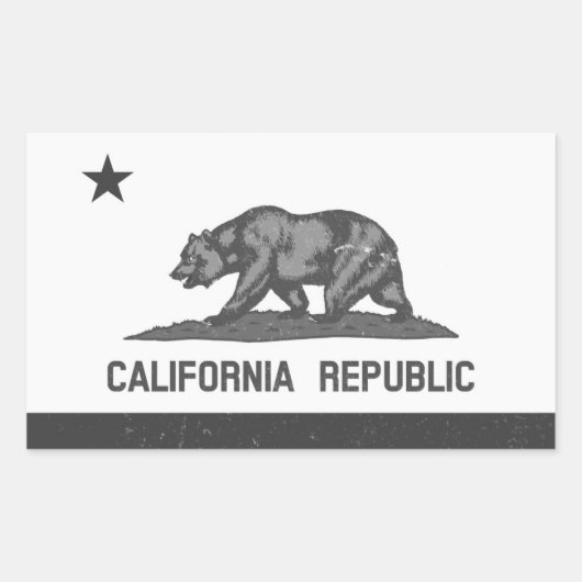 Zwart-wit California Republiek Vlag Rechthoekige Sticker (Voorkant)