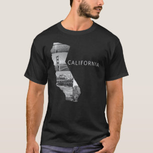 Zwart-wit California State Map Verenigde Staten T-shirt