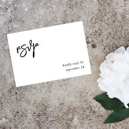 Zwart & Wit Calligrafie 10 met maaltijd RSVP Kaartje