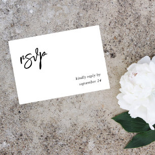 Zwart & Wit Calligrafie 10 met maaltijd RSVP Kaartje