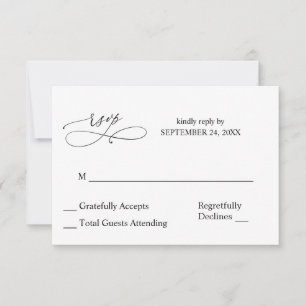 Zwart & Wit Calligrafie 7 RSVP geen maaltijd  Kaartje