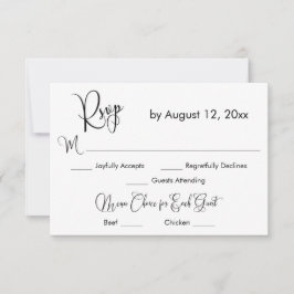 Zwart & Wit Calligrafie Eenvoudige Menu Keuze RSVP