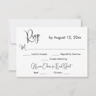 Zwart & Wit Calligrafie Eenvoudige Menu Keuze RSVP