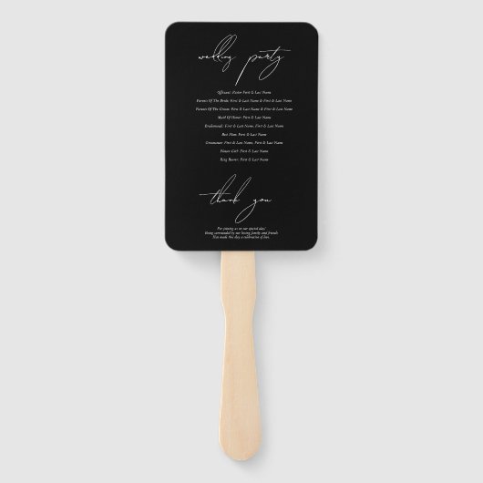 Zwart & Wit Calligrafie Handtekening Script Bruilo Handwaaier (Achterkant)