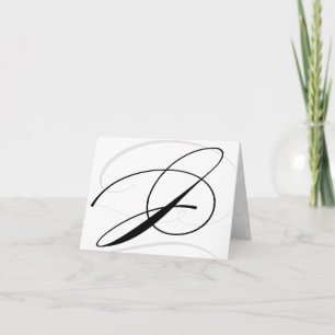 Zwart & Wit Calligrafie Initiaal J Monogramkaarten Bedankkaart