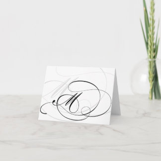 Zwart & Wit Calligrafie Initiaal M Monogram Kaarte Bedankkaart