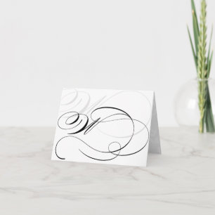 Zwart & Wit Calligrafie Initiaal W Monogramkaarten Bedankkaart