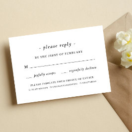 Zwart & Wit Calligrafie Maaltijdkeuze Bruiloft RSVP Kaartje